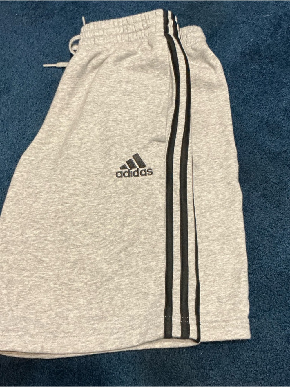 Men’s adidas Light Gray Sweat Shorts with Black Stripes